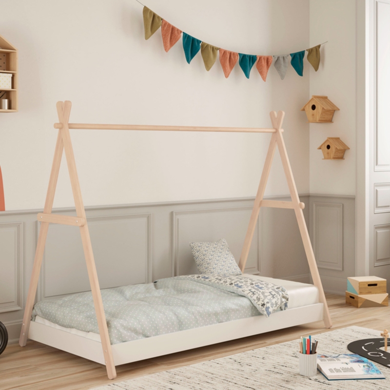 Cama Infantil Montessori Casita Trufa 90x200 Cera Blanca - Imagen 2