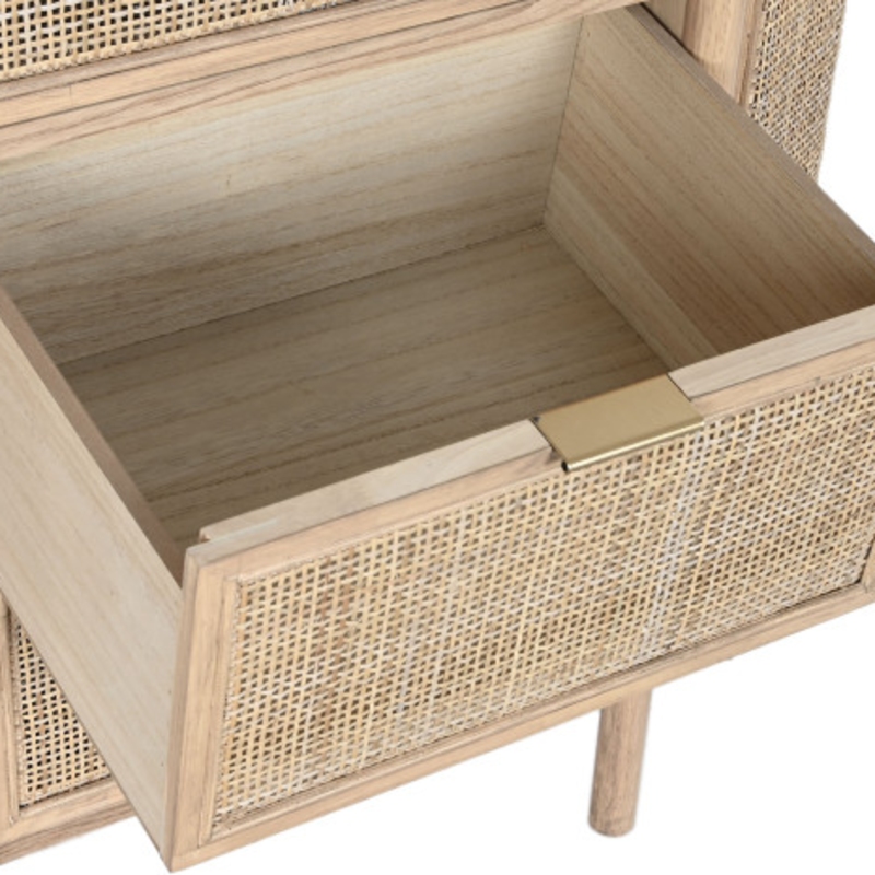 Comoda tres cajones Rubberwood Ratán Natural - Imagen 3