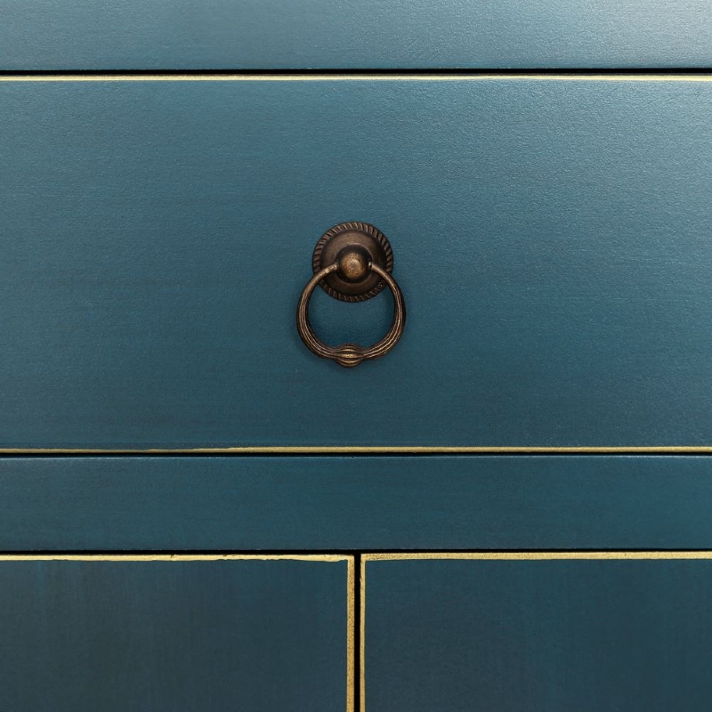 Consola de 2 puertas y 6 cajones oriental de madera - Imagen 4